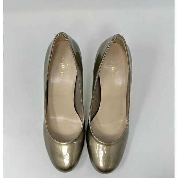 COLE HAAN Laney High Heels Pumps Gold Patent Leather Sz 8.5B - Picture 3 of 13